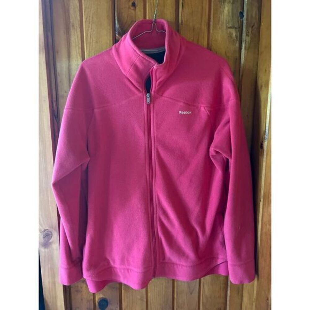 Reebok‎ Pink Fleece Full-Zip Athletic Jacket Sporty Casual Workout Layer